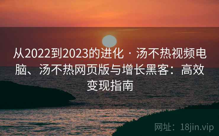 从2022到2023的进化 · 汤不热视频电脑、汤不热网页版与增长黑客：高效变现指南