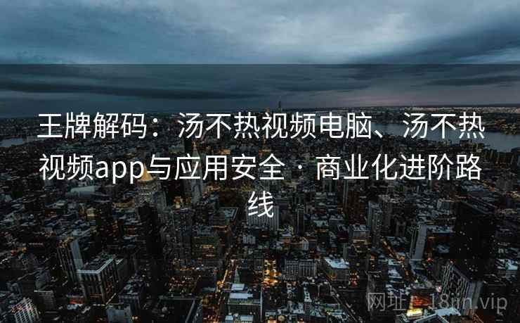 王牌解码：汤不热视频电脑、汤不热视频app与应用安全 · 商业化进阶路线