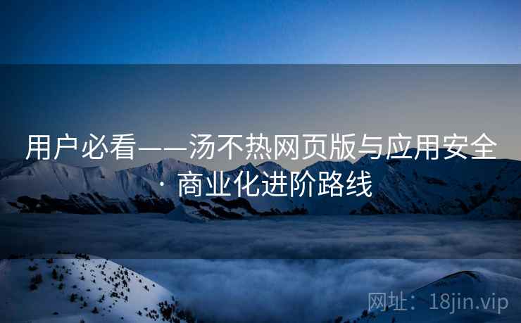 用户必看——汤不热网页版与应用安全 · 商业化进阶路线